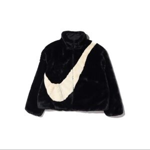 Nike Black and White Furry Jacket